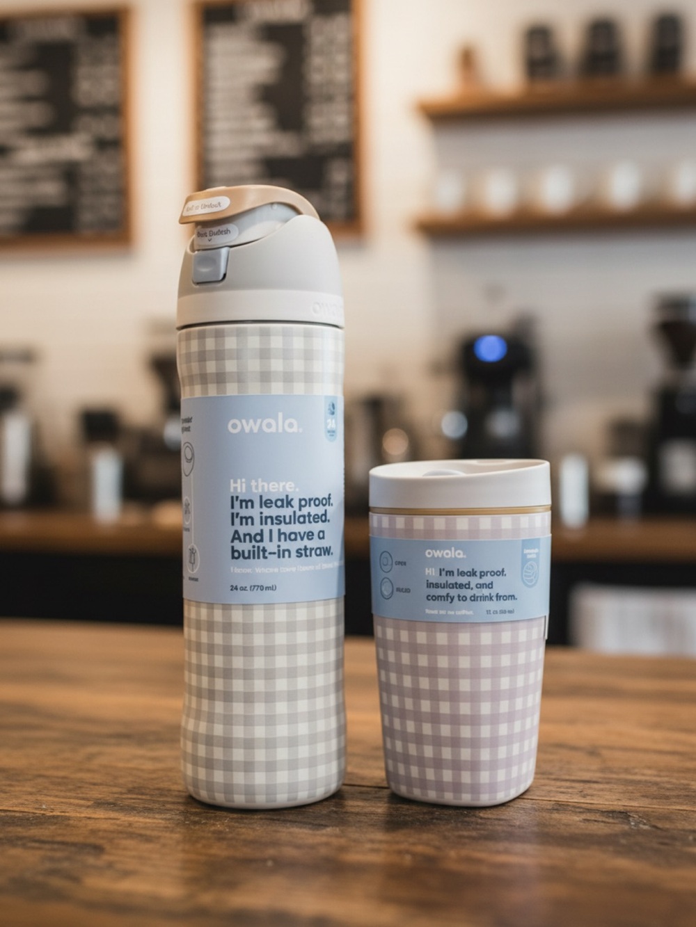 Owala 24oz Sp Edition FreeSip & 12oz SmoothSip Slider Set-Picnic Gingham Plaid